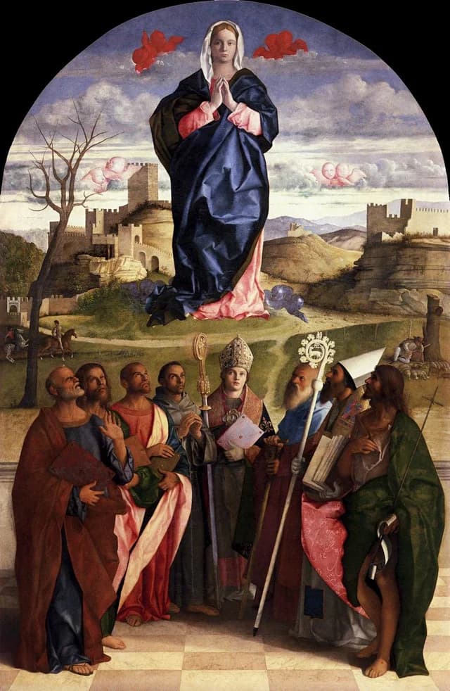 La Virgen en gloria con santos
