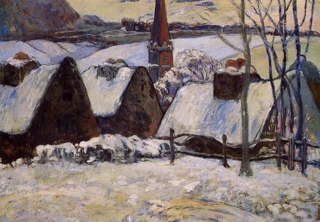 Bretonisches Dorf im Schnee