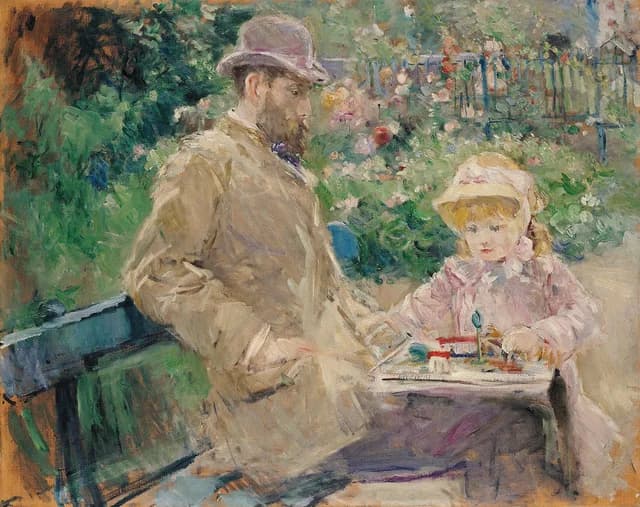 Eugène Manet und seine Tochter im Garten von Bougival