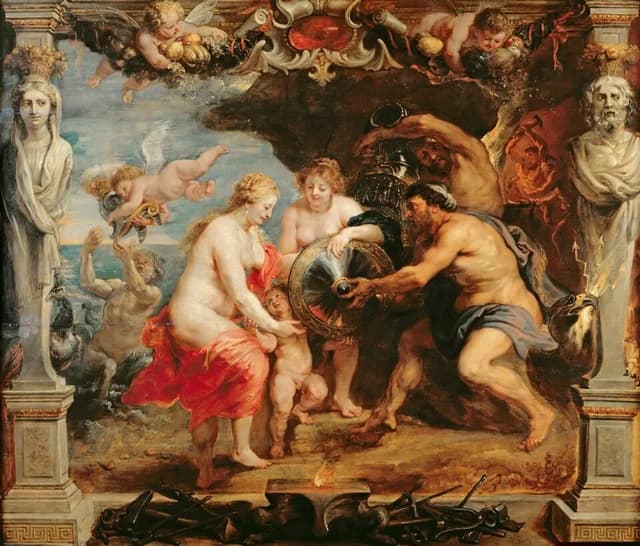 Thetis receiving armour for Achilles from Hephaestus, 1630-1635