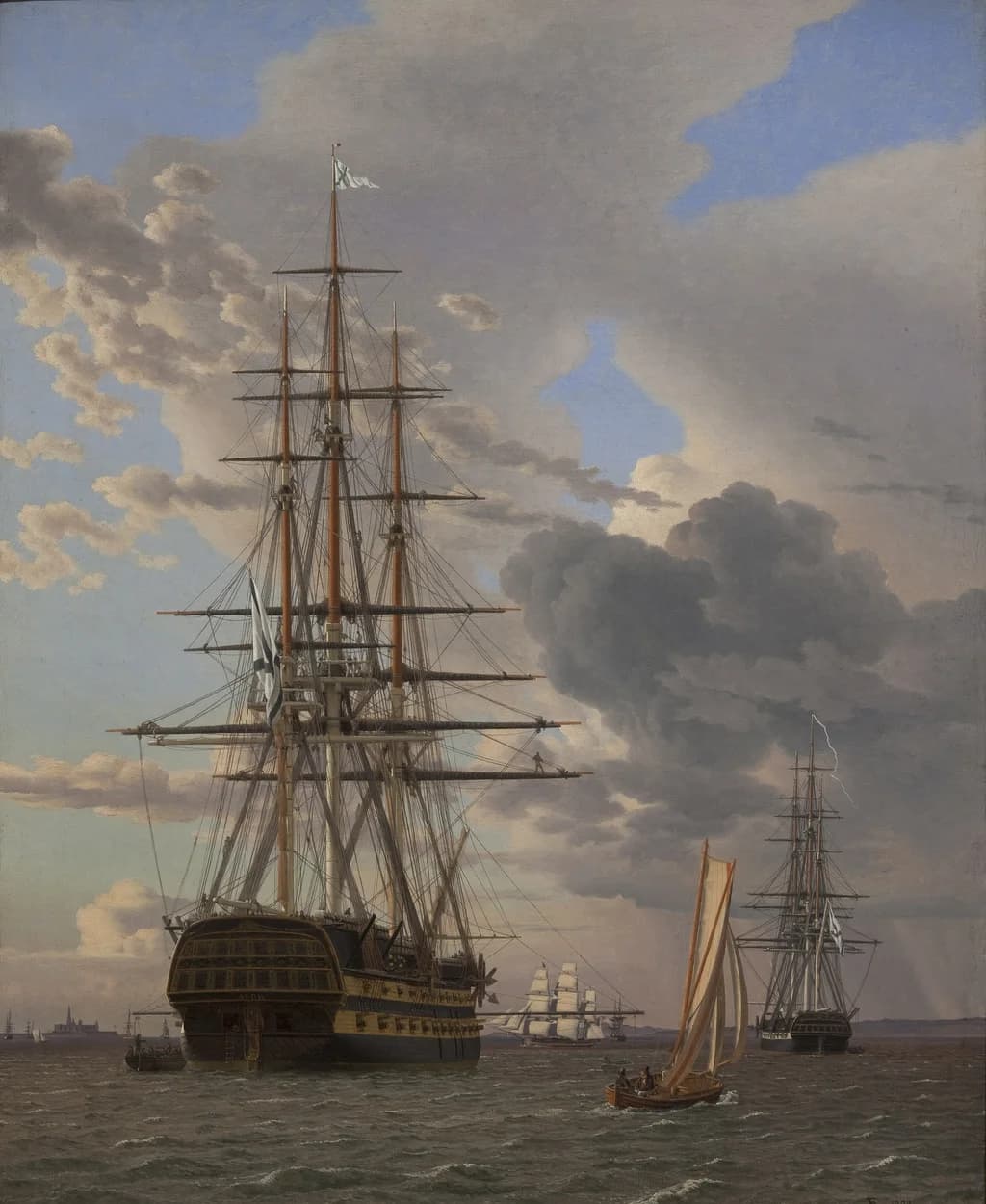 The Russian Ship of the Line "Asow" and a Frigate at Anchor in the Roads of Elsinore