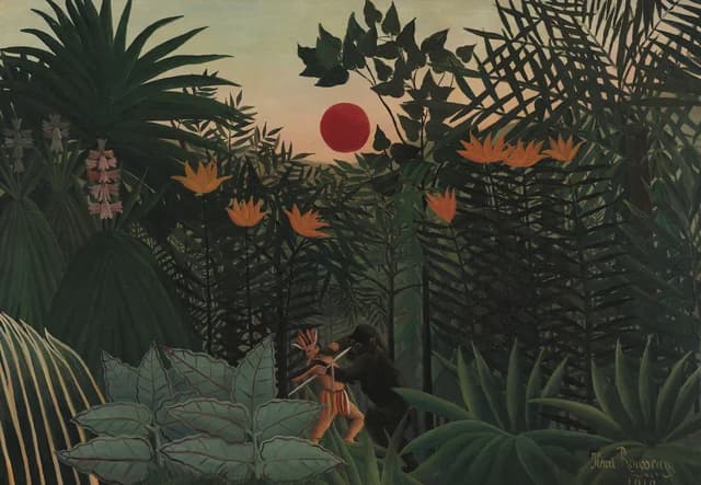 Paisagem Tropical: Índio Lutando com um Gorila