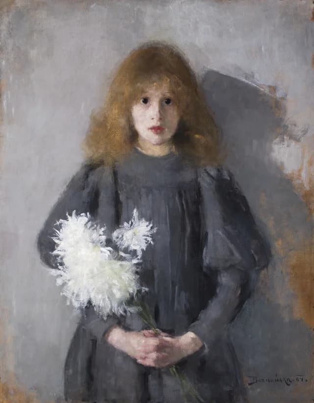 Girl with chrysanthemums