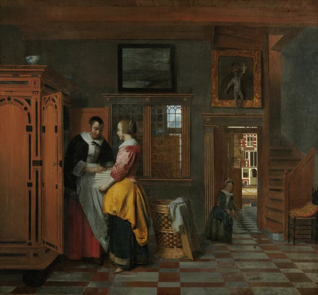 Interior with Women beside a Linen Cupboard