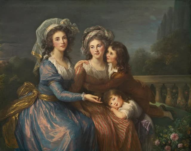 Die Marquise de Pezay und die Marquise de Rougé mit ihren Söhnen Alexis und Adrien