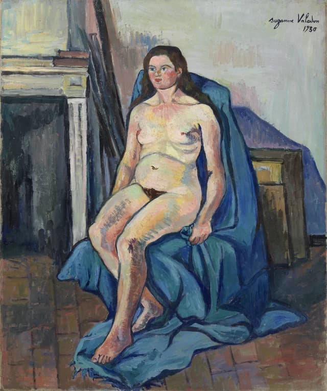 Nu au châle bleu