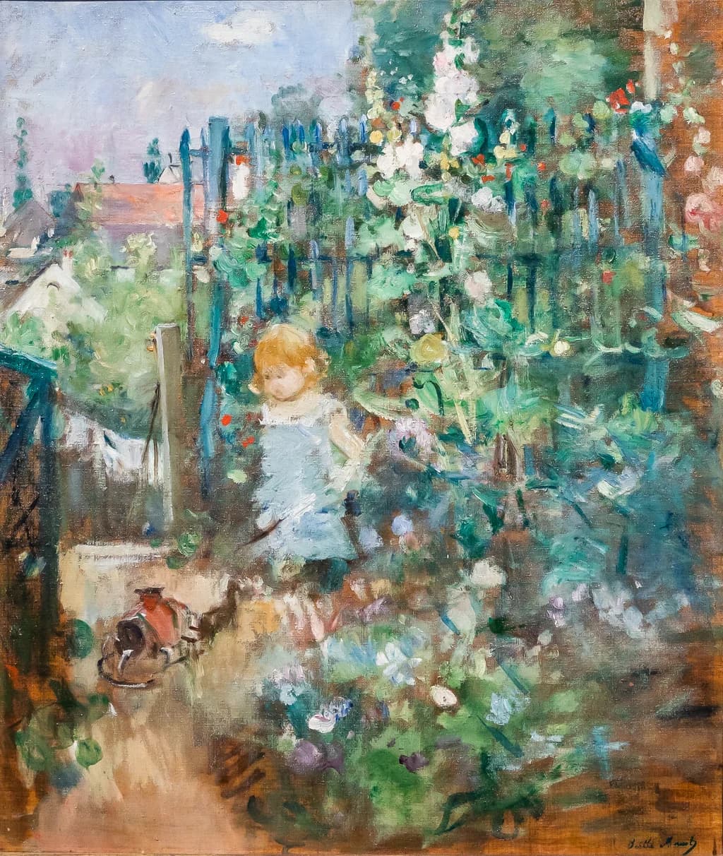 Child among the Hollyhocks