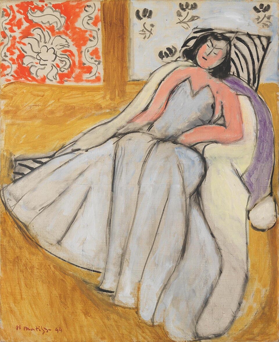 Young Woman Lying on a White Fur