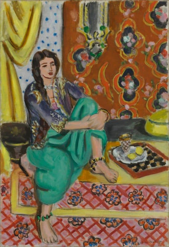 Seated Odalisque, Left Knee Bent, Ornamental Background and Checkerboard