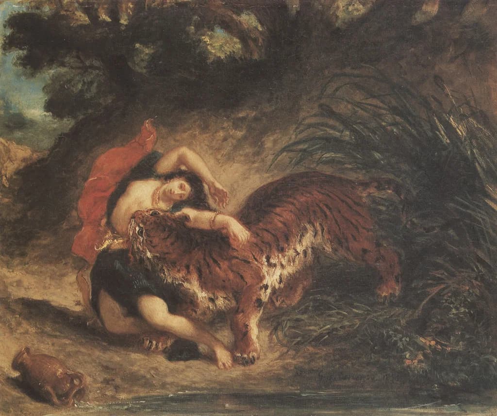 Girl being mauled by a tiger