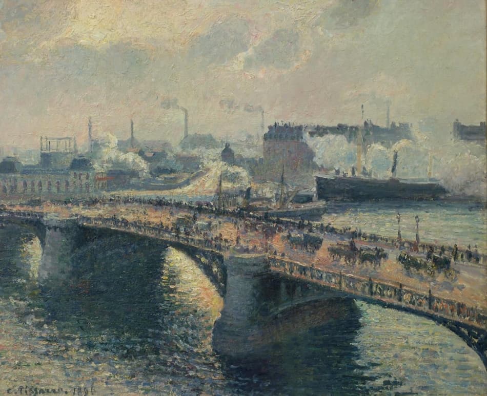 Pont Boieldieu, Rouen, Sunset, Smoke
