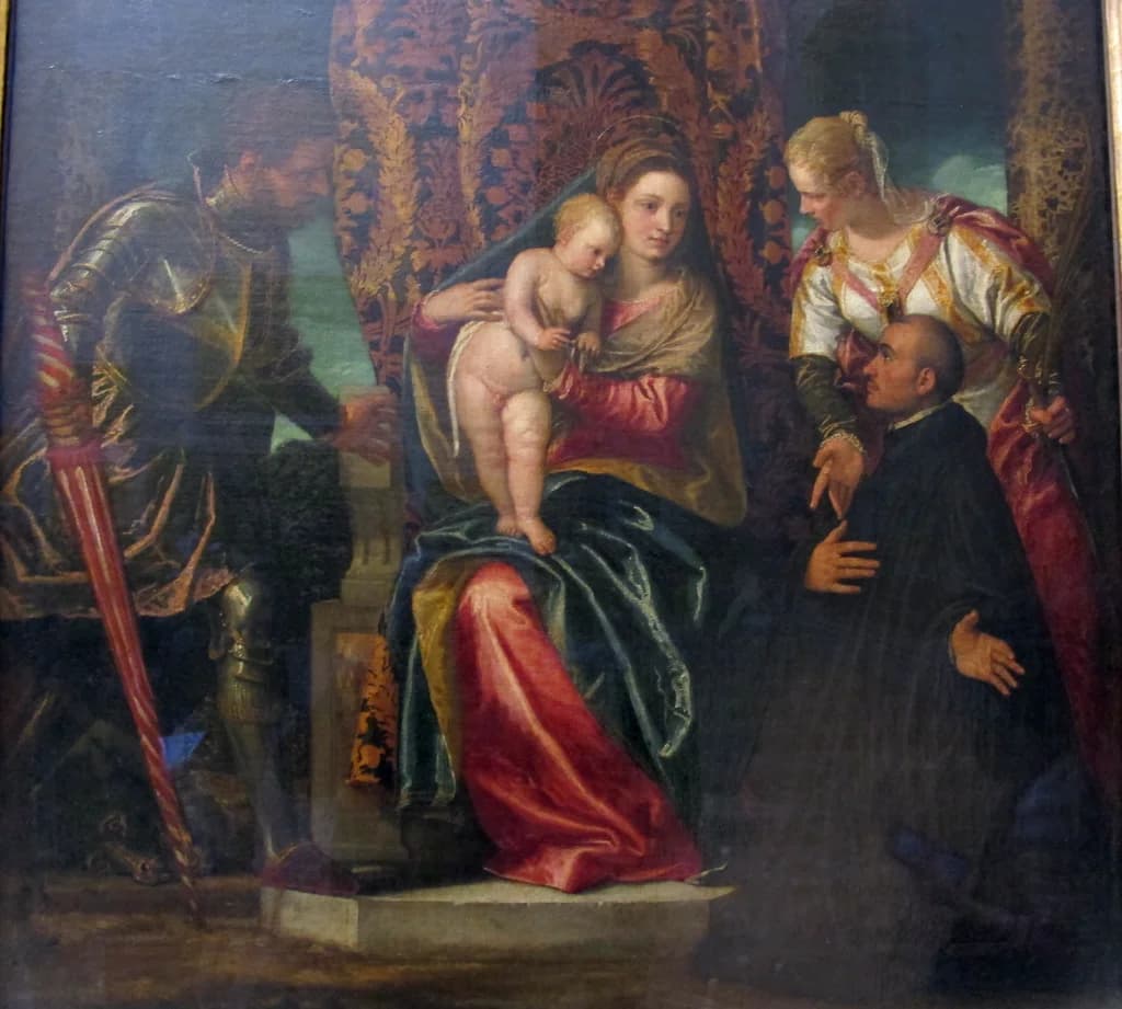 Madonna con Bambino tra santa Giustina e san Giorgio, con un monaco benedettino inginocchiato