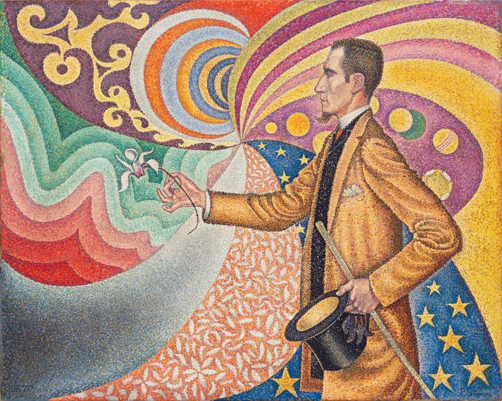 Opus 217. Against the Enamel of a Background Rhythmic with Beats and Angles, Tones, and Tints, Portrait of M. Félix Fénéon in 1890