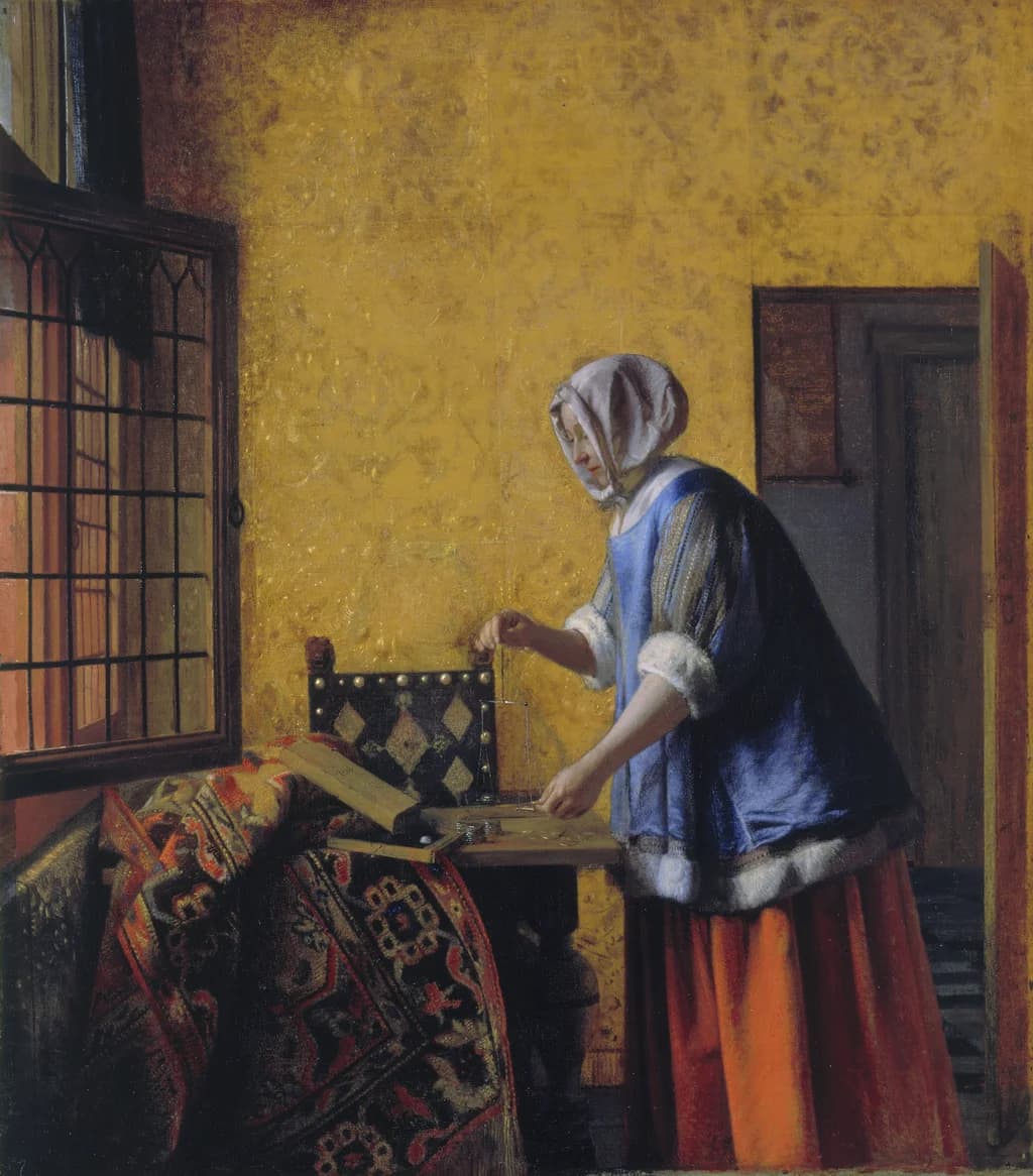 Interior with a Woman weighing Gold Coin
