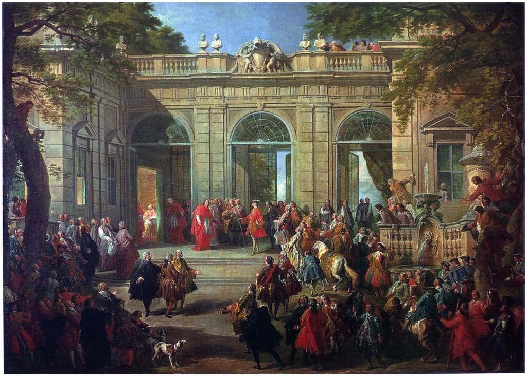 Carlo III di Borbone visiting the Pope Benedetto XIV in the coffee-house of the Quirinale, Rome