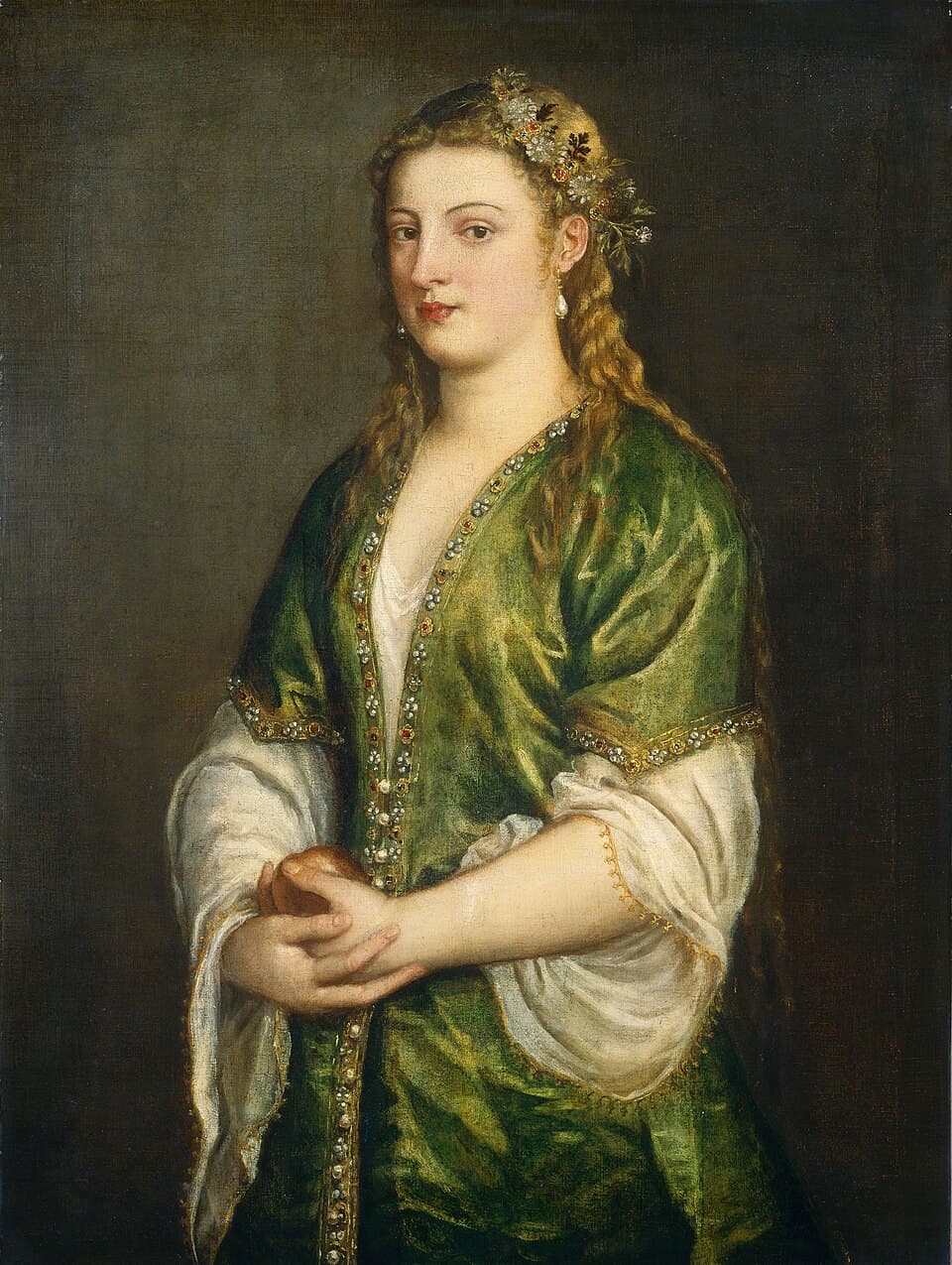 Woman Holding an Apple
