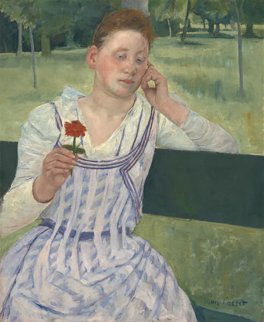 Woman with a Red Zinnia
