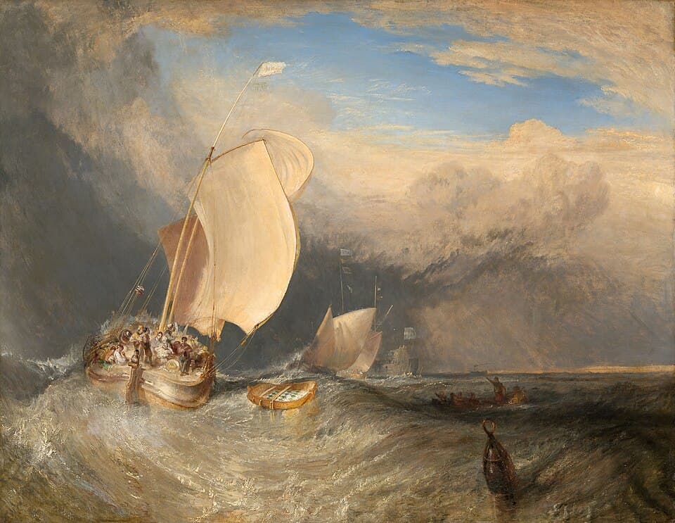 Fishing Boats with Hucksters Bargaining for Fish