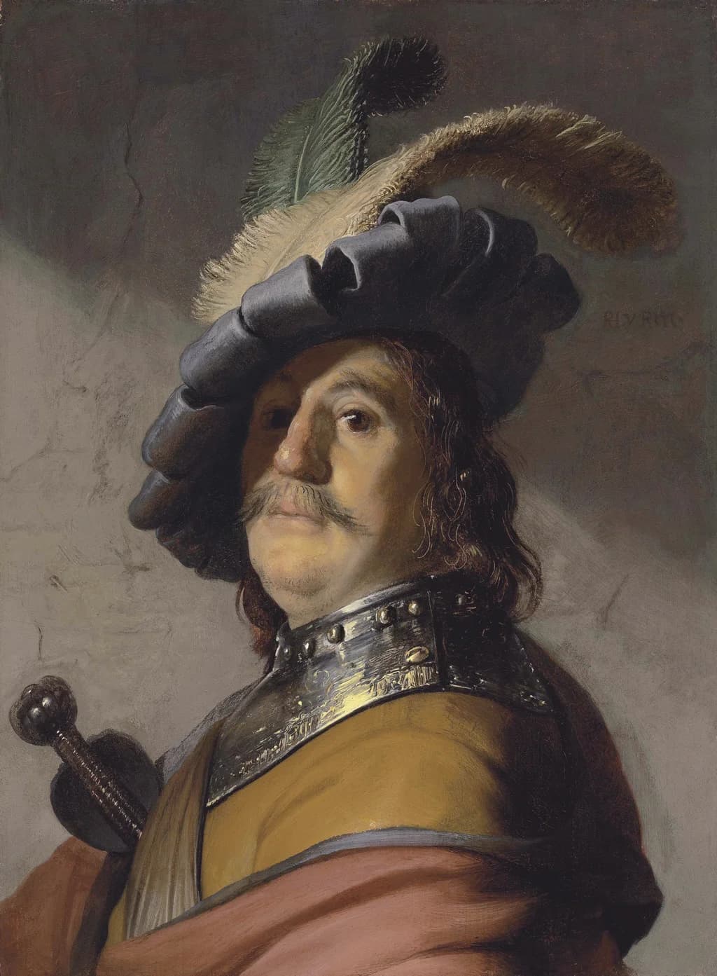 Man in a gorget and a plumed cap