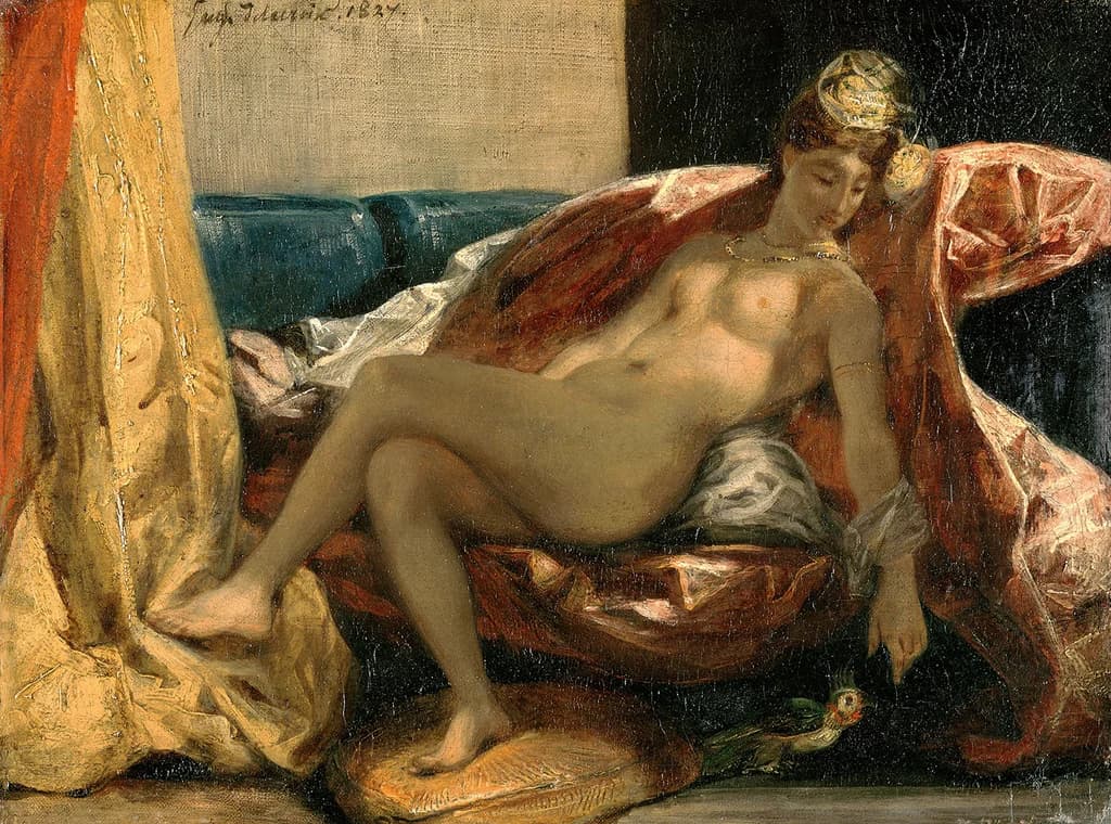 Frau mit Papagei
