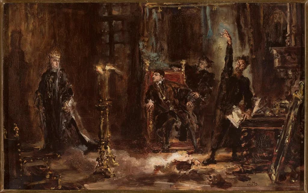 Twardowski conjuring the spirit of Barbara for Sigismund Augustus, sketch