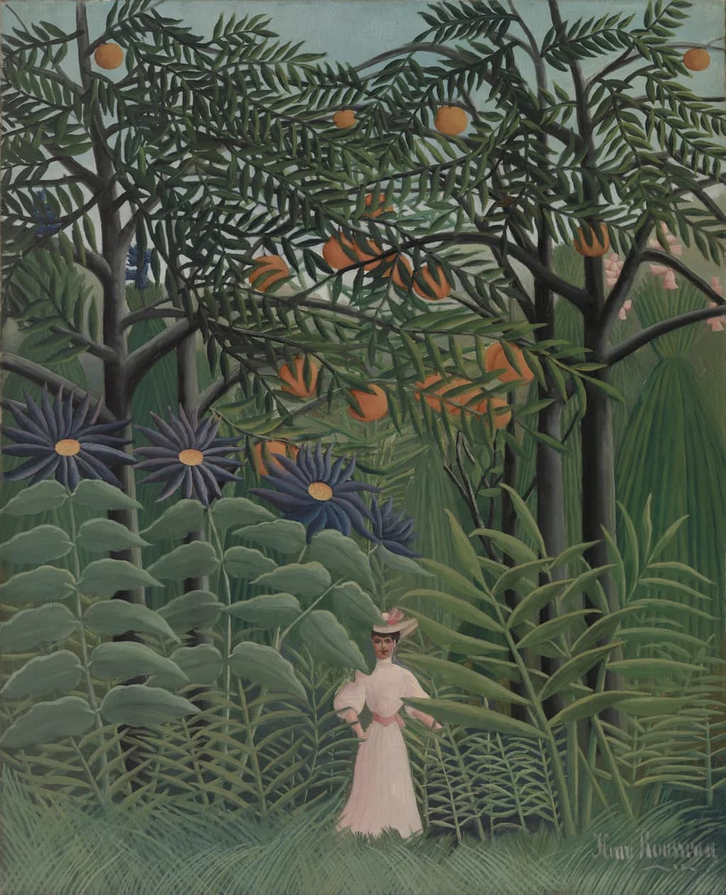 Woman Walking in an Exotic Forest
