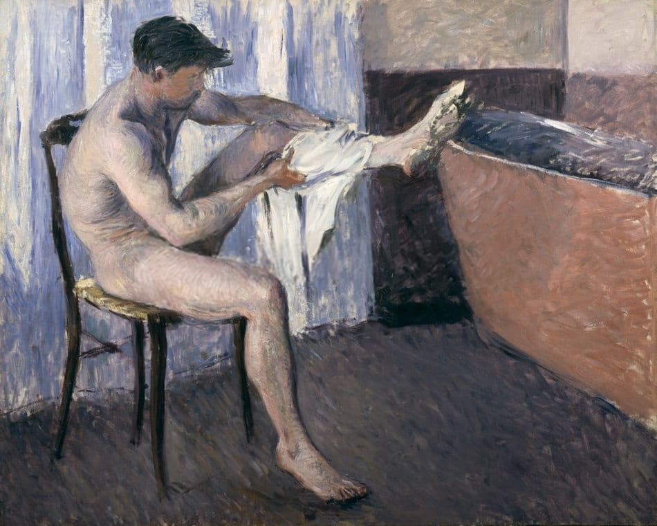 Man dries his leg