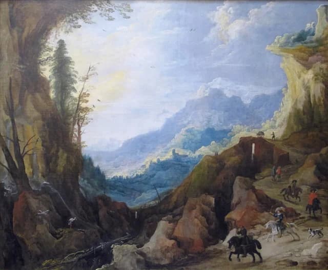 Mountainous Landscape with a Bridge and Four Horsemen