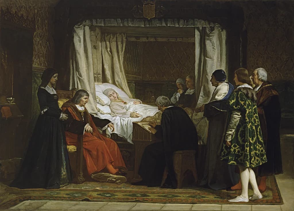 Königin Isabella die Katholische diktiert ihr Testament