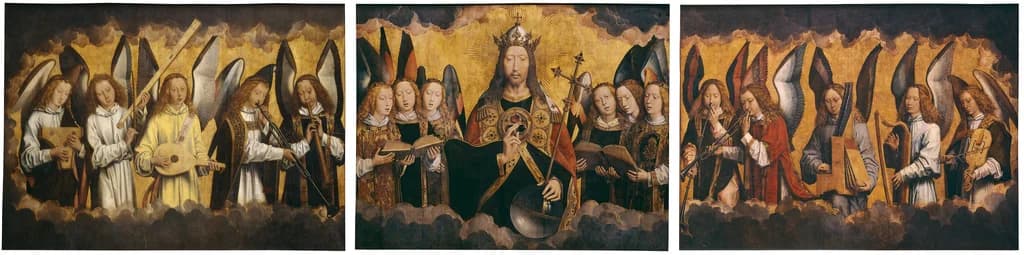 Christ with singing and music-making Angels
