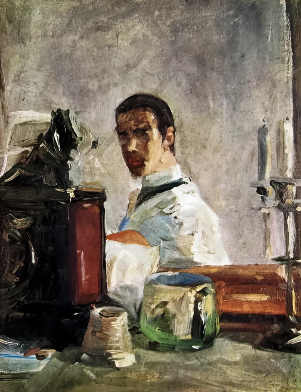 Self-portrait in front of a mirror