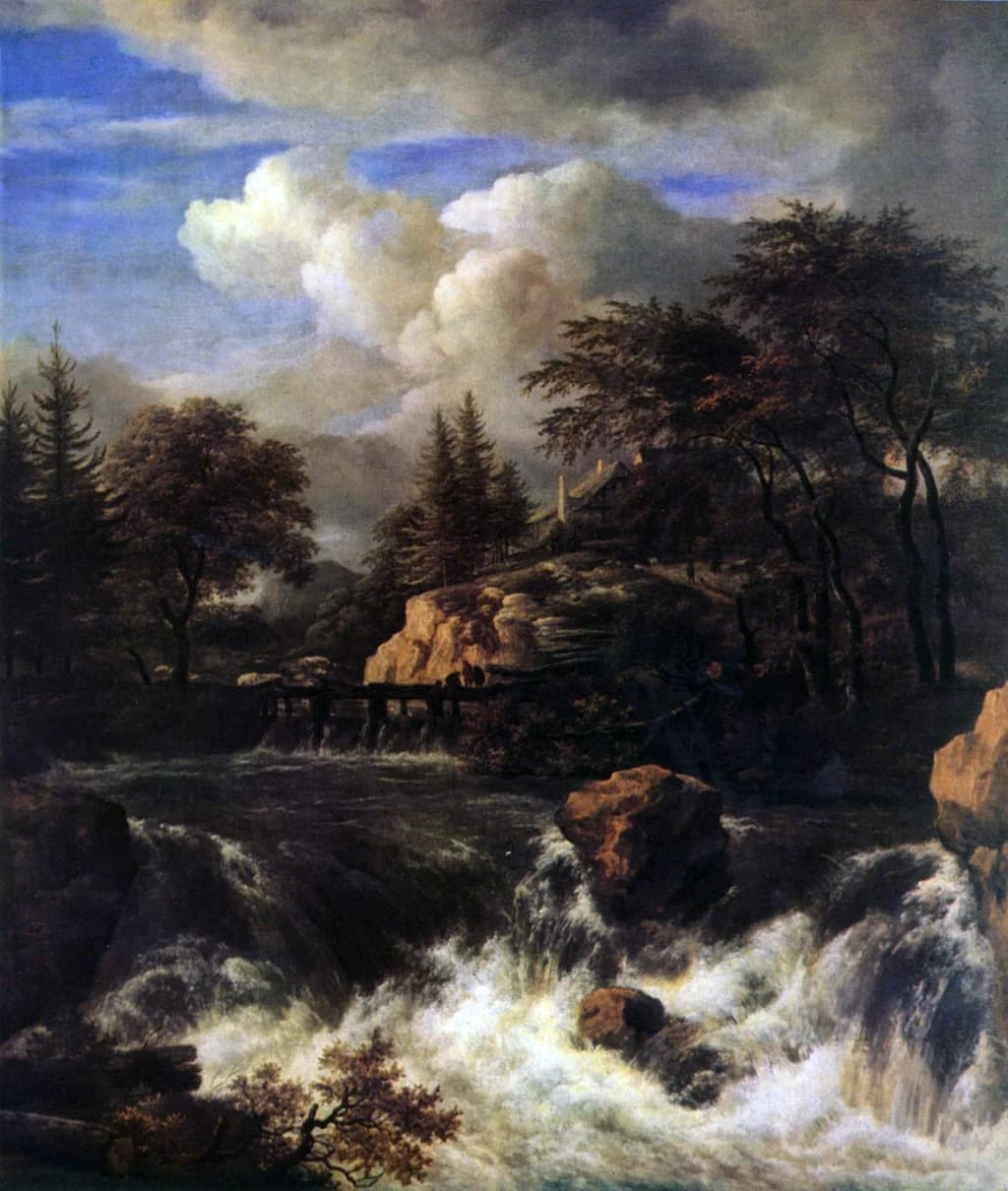 A Waterfall in a Rocky Landscape