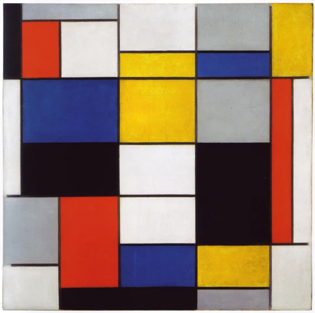 Composition A: Composition with Black, Red, Gray, Yellow, and Blue
