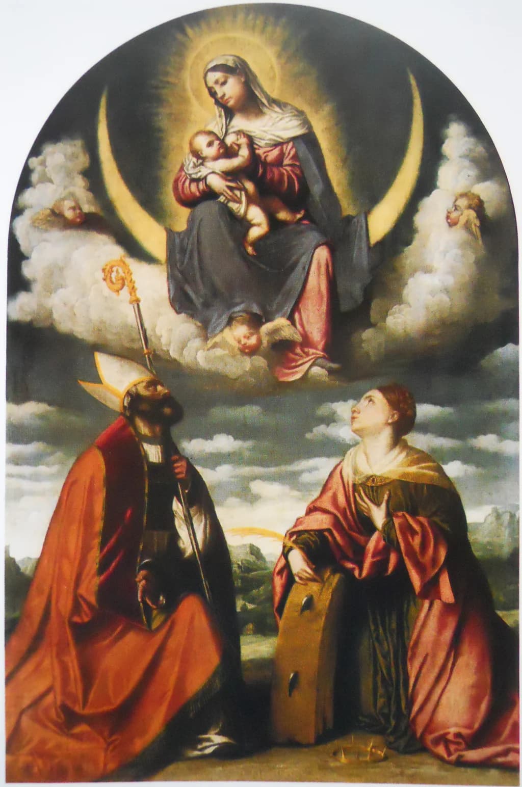 Madonna with child in glory with Saints Martin and Catherine