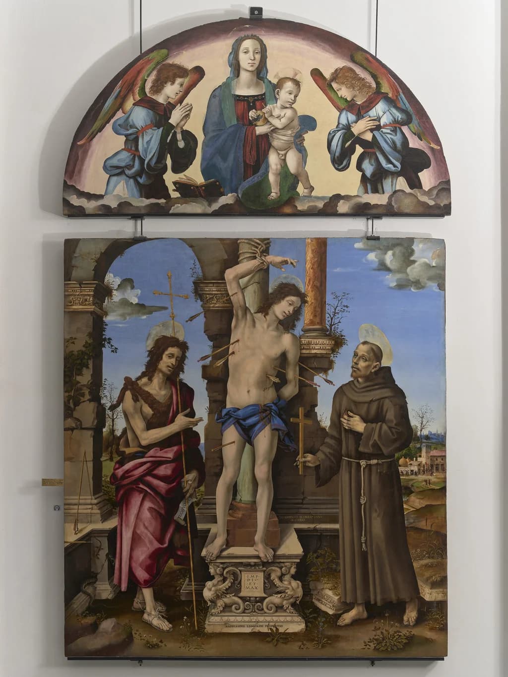Saint Sebastian with Madonna and child
