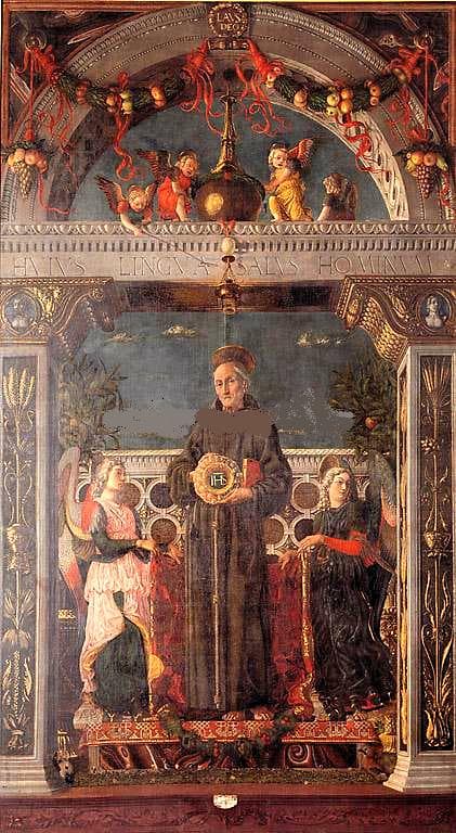 Saint Bernardino of Siena Between Two Angels