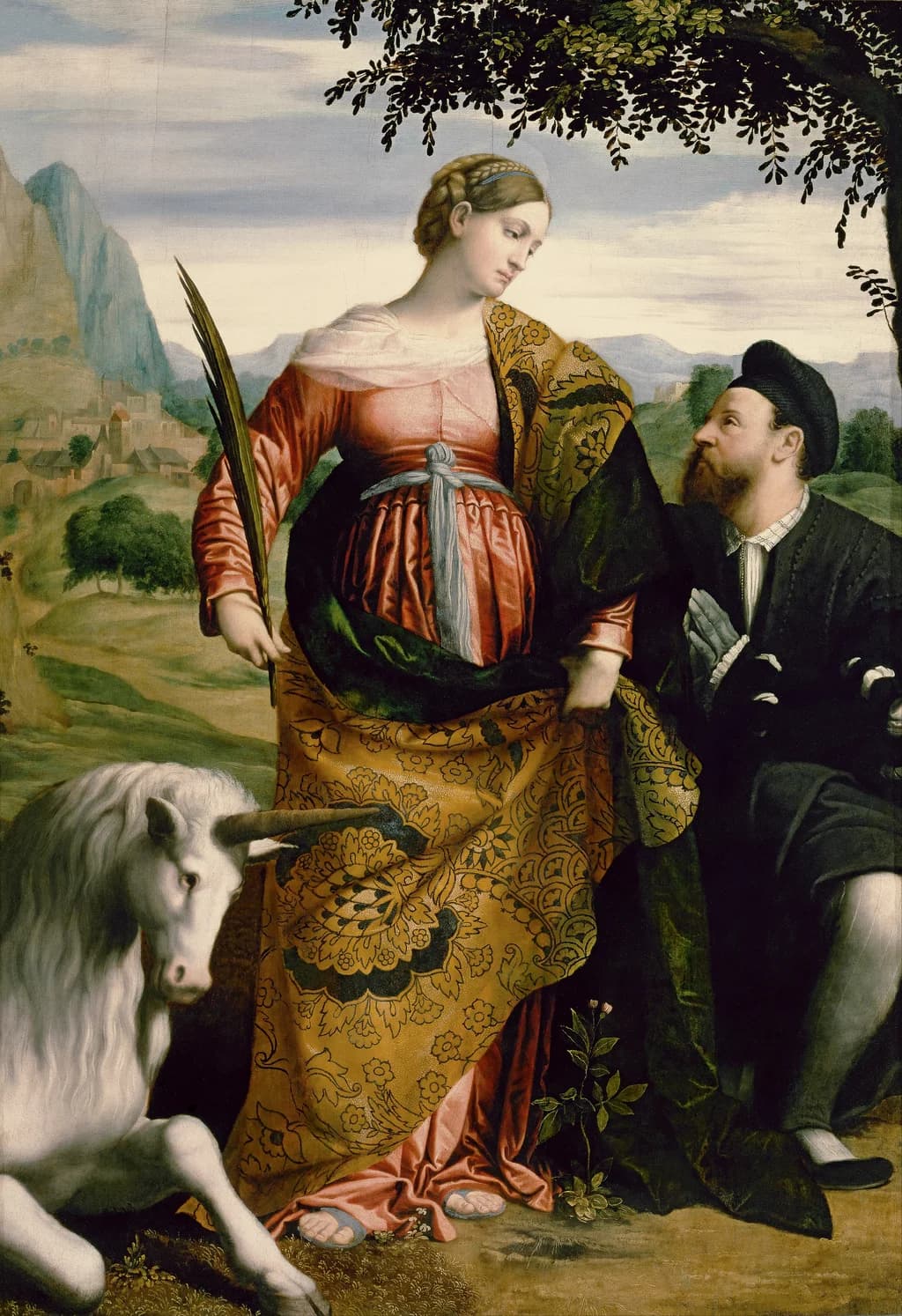 Saint Justina with the Unicorn, Venerated by a Patron
