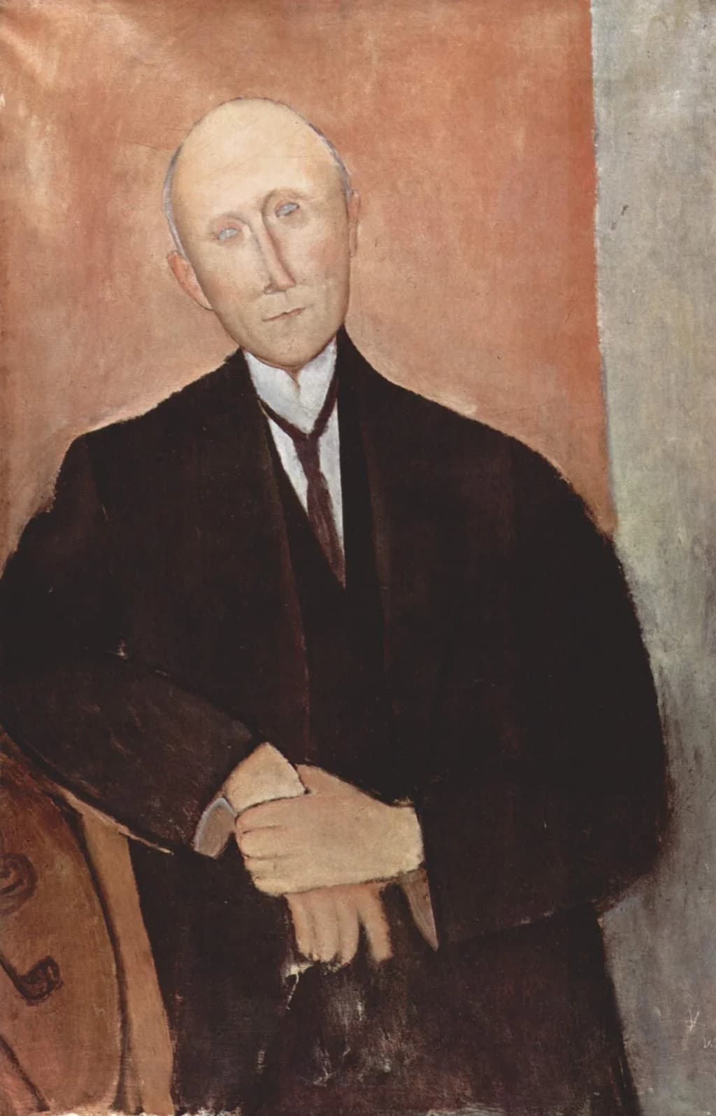 Seated Man Before an Orange Background