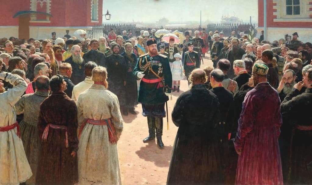 Abordnung der Dorfältesten vor Alexander III.