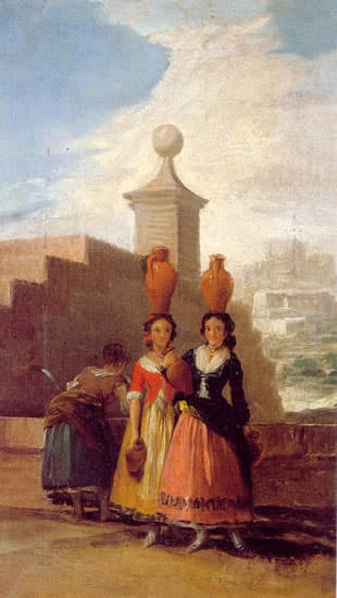Women carrying pitchers (sketch)