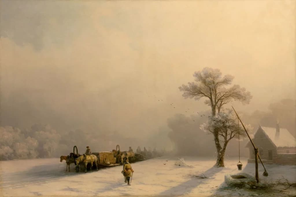 Winter Caravan on Road