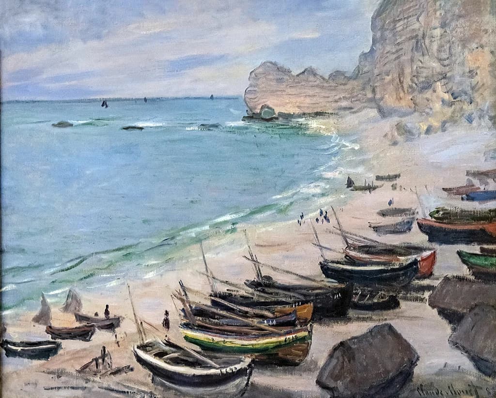 Boats on the beach at Etretat