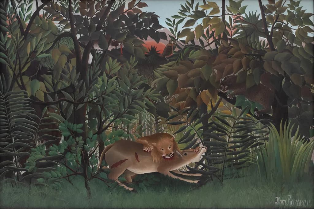 The Hungry Lion Throws Itself on the Antelope
